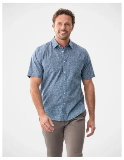 Gazman Casual Vintage Floral Print Short Sleeve Shirt Vintage Indigo