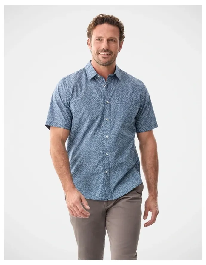 Gazman Casual Vintage Floral Print Short Sleeve Shirt Vintage Indigo