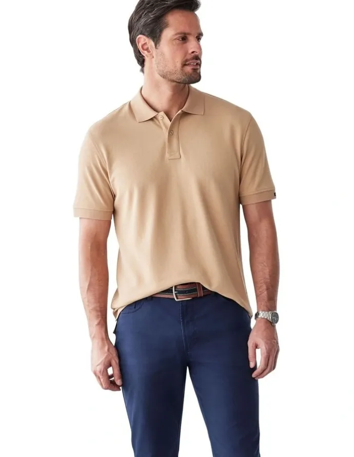 GAZMAN Classic Pique Polo in Sand