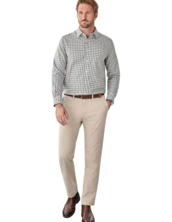 GAZMAN Easy Care Check Long Sleeve Shirt in Khaki
