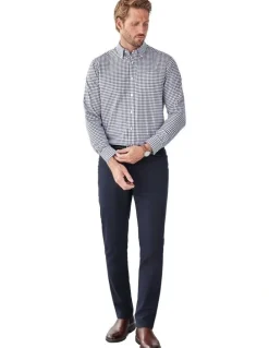 GAZMAN Easy Care Check Long Sleeve Shirt in Navy