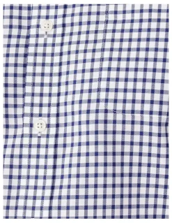 GAZMAN Easy Care Check Long Sleeve Shirt in Navy
