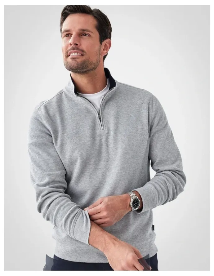 GAZMAN Half Zip Sweat in Grey Melange