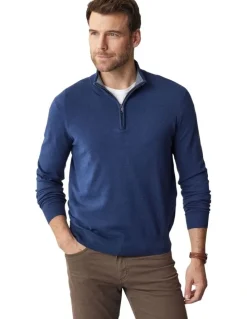 GAZMAN High Flex Half Zip Knit in Denim
