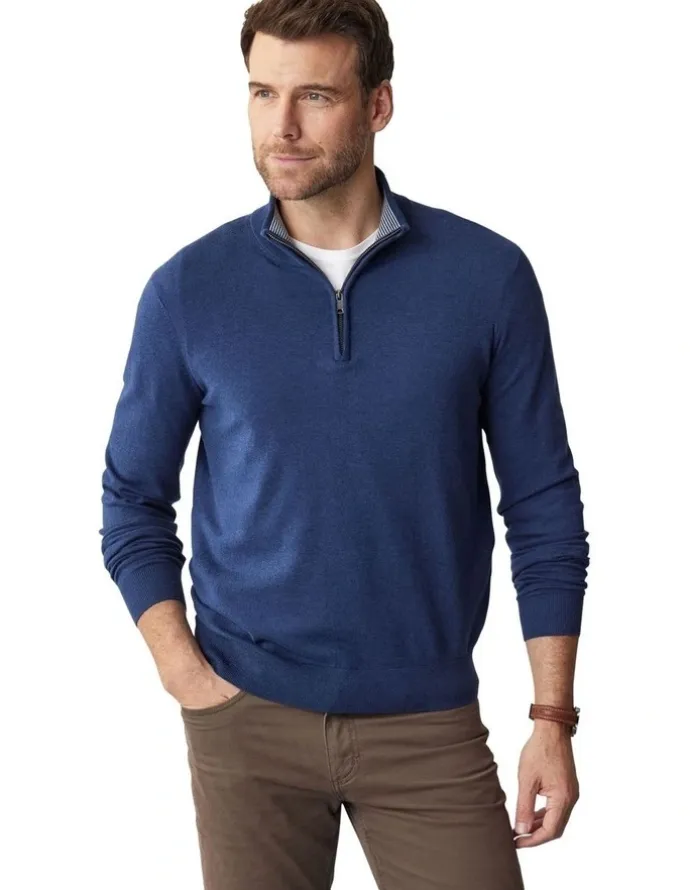 GAZMAN High Flex Half Zip Knit in Denim