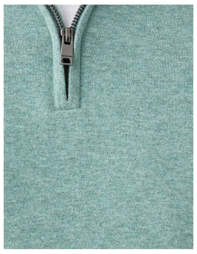 GAZMAN High Flex Half Zip Knit Jumper in Sage