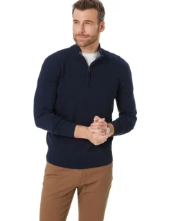 GAZMAN High Flex Half Zip Sweater in Navy