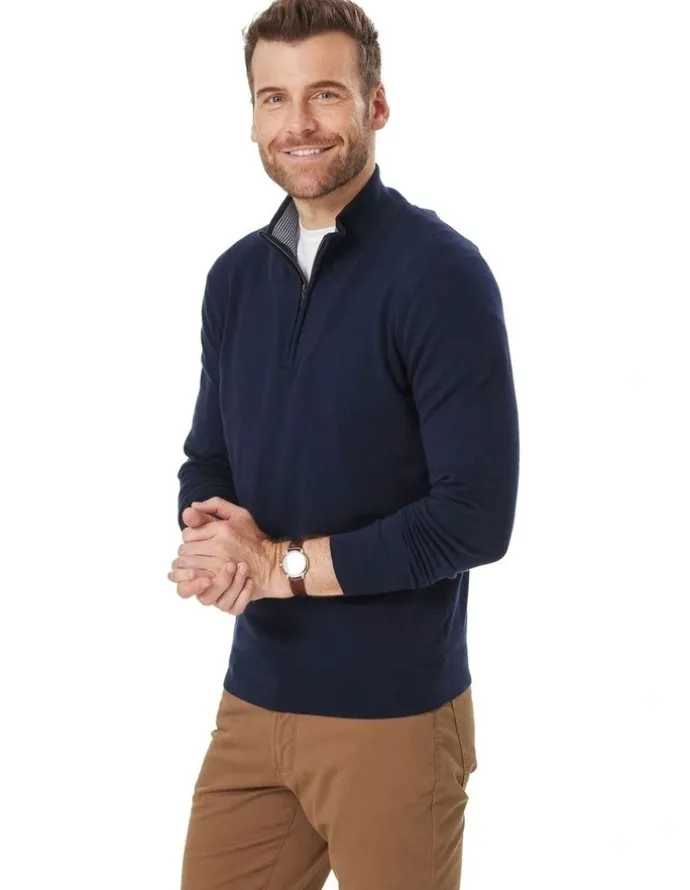 GAZMAN High Flex Half Zip Sweater in Navy
