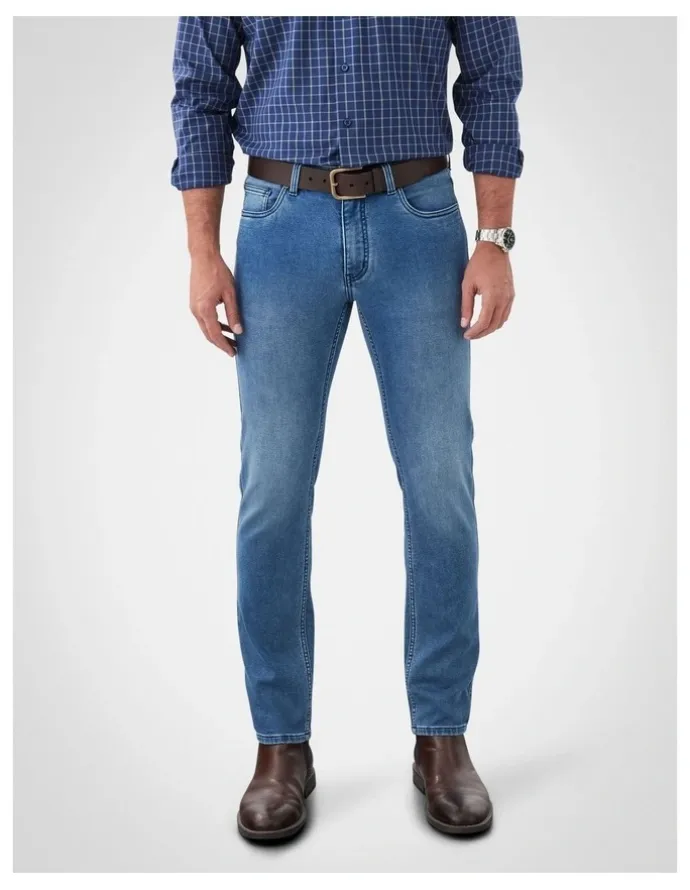 GAZMAN Knit Denim Modern Fit Jean in Washed Indigo
