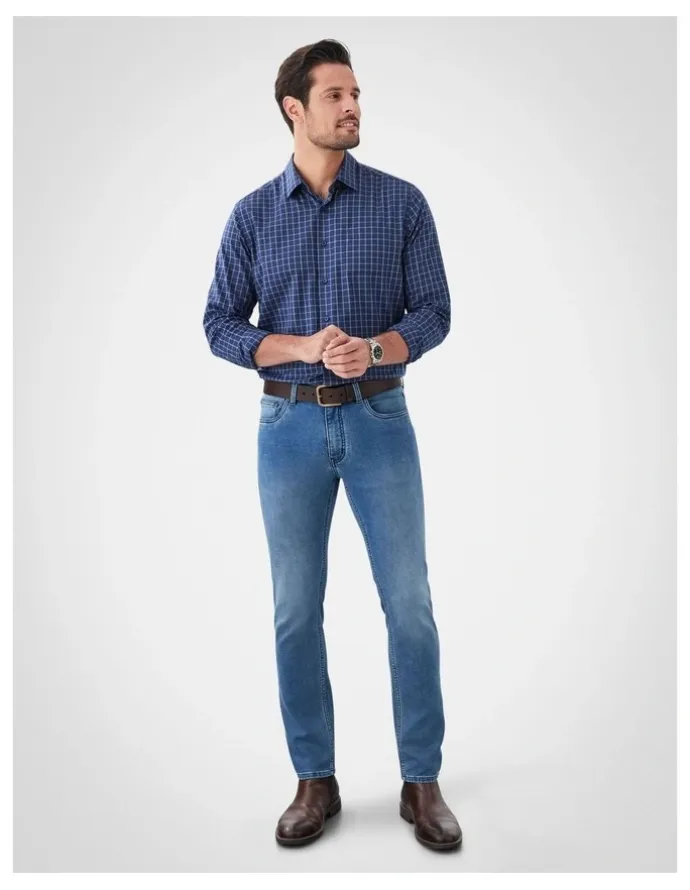 GAZMAN Knit Denim Modern Fit Jean in Washed Indigo