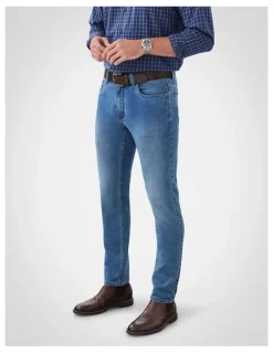 GAZMAN Knit Denim Modern Fit Jean in Washed Indigo