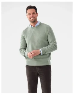 GAZMAN Lambswool Crew in Sage