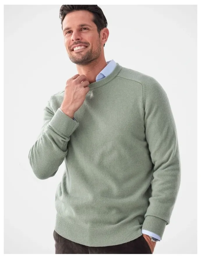 GAZMAN Lambswool Crew in Sage