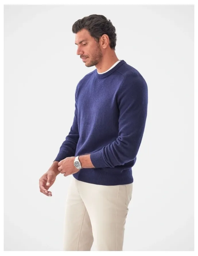 GAZMAN Lambswool Crew Navy