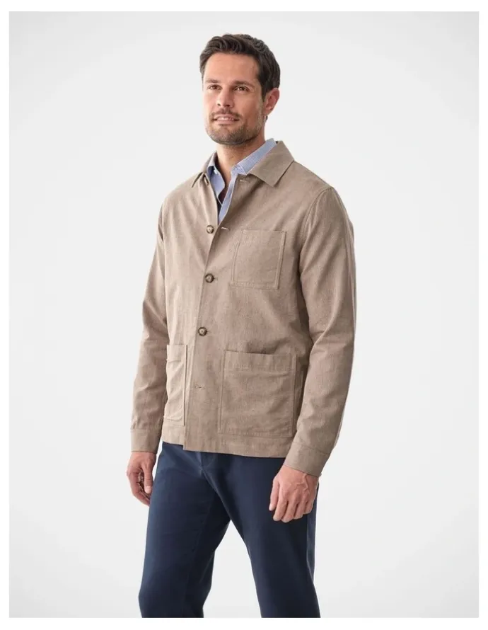 Gazman Linen Blend Chore Jacket Mocha