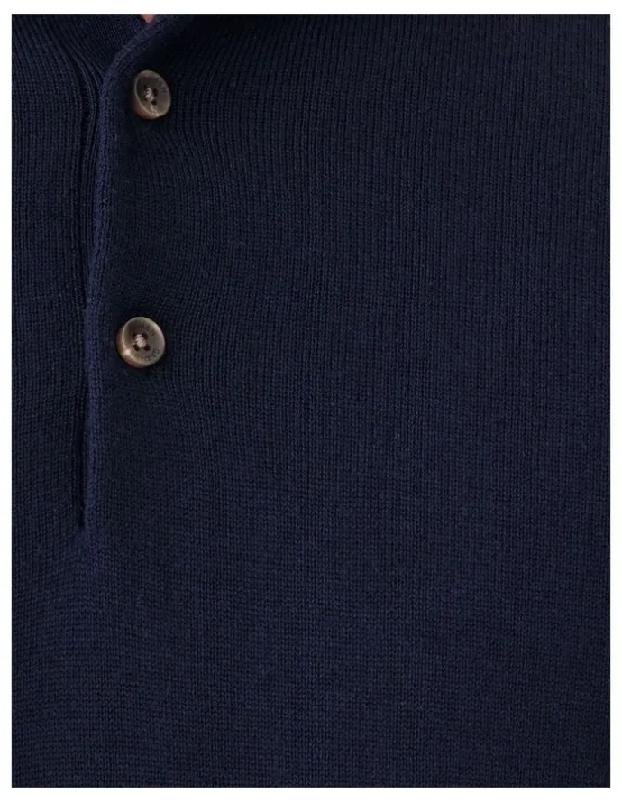 GAZMAN Merino Knit Polo in Navy