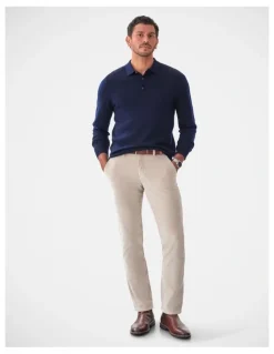 GAZMAN Merino Knit Polo in Navy