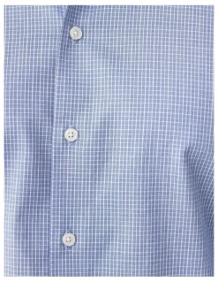 Gazman Non-Iron Micro Check Long Sleeve Shirt Blue