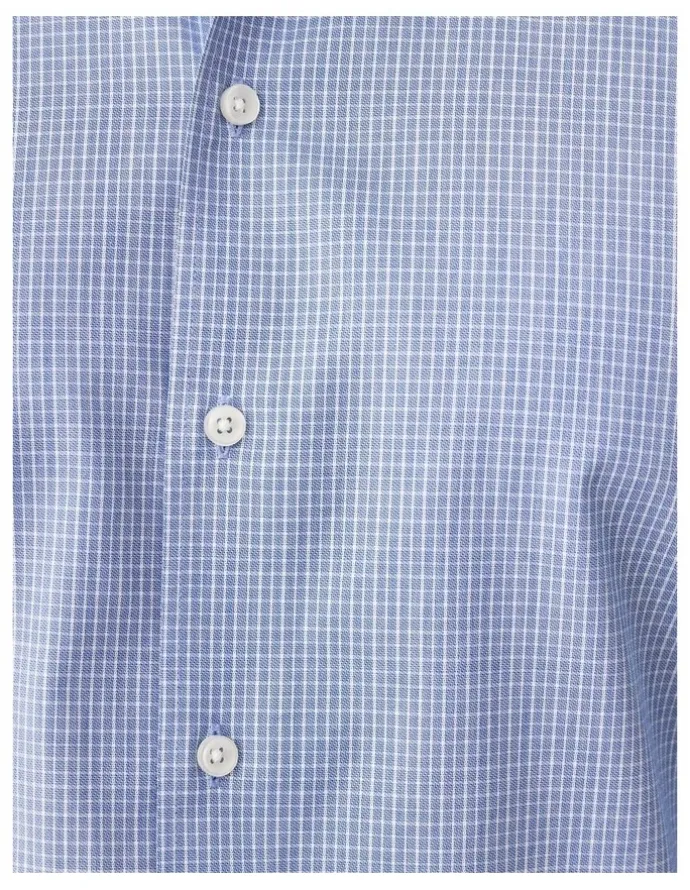 Gazman Non-Iron Micro Check Long Sleeve Shirt Blue