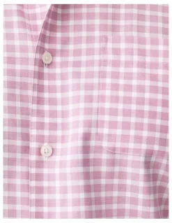 Gazman Non-Iron Twill Check Long Sleeve Shirt Berry