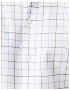 Gazman Non-Iron Twill Check Long Sleeve Shirt White