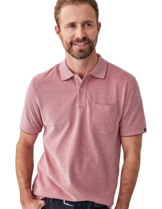 GAZMAN Oxford Pocket Polo Shirt in Red