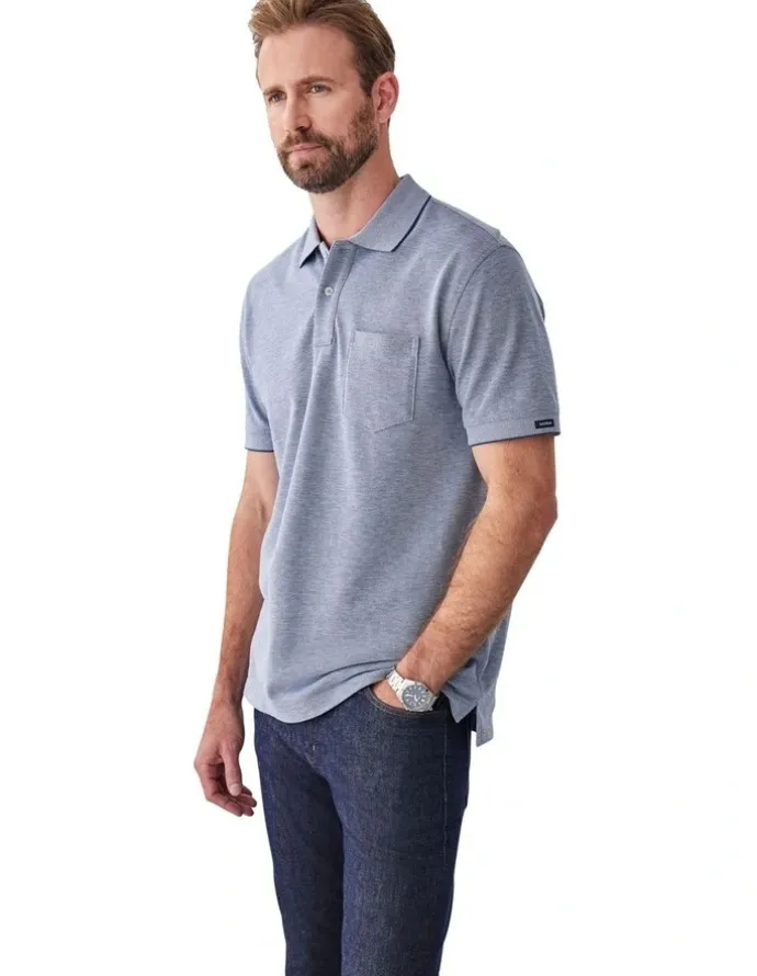 GAZMAN Oxford Pocket Polo Shirt in Navy