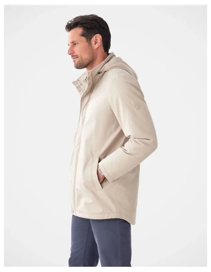 GAZMAN Stadium Hooded Jacket in Stone