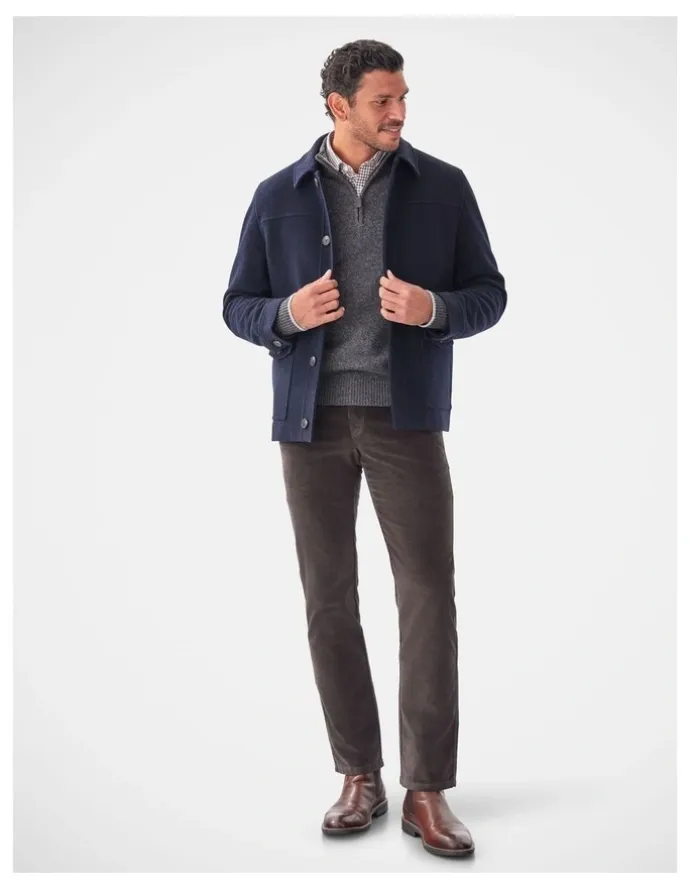 GAZMAN Wool Button Front Jacket in Navy