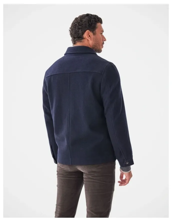 GAZMAN Wool Button Front Jacket in Navy