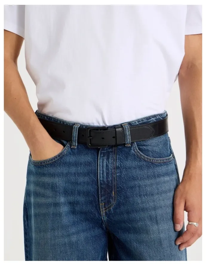 Grab Casual Leather Belt Black/Black Belt Black/Black
