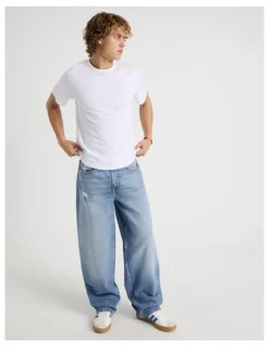 Grab Barrel Leg Jeans in Light Blue