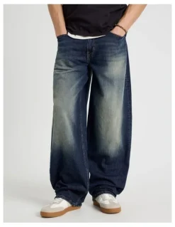 GRAB Barrel Leg Tinted Jeans in Dark Denim