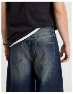 GRAB Barrel Leg Tinted Jeans in Dark Denim