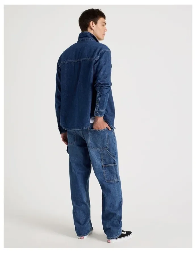 Grab Carpenter Straight Tinted Jeans in Mid Blues