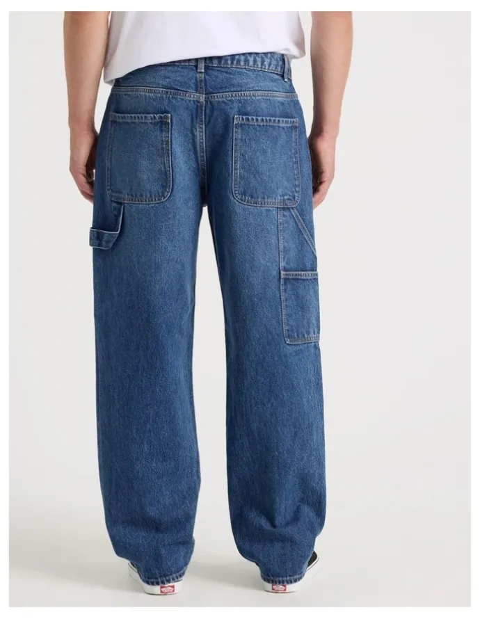Grab Carpenter Straight Tinted Jeans in Mid Blues