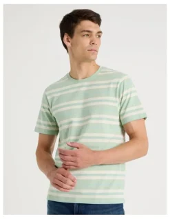 Grab Crew Neck Stripe T-Shirt in Sage