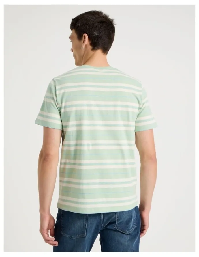 Grab Crew Neck Stripe T-Shirt in Sage