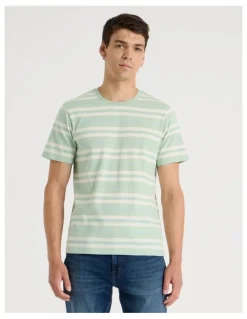 Grab Crew Neck Stripe T-Shirt in Sage