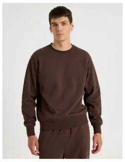 Grab Crew Neck Sweat Top in Brown