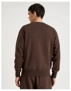 Grab Crew Neck Sweat Top in Brown