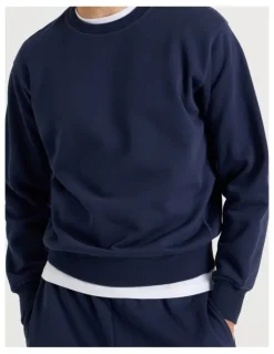 Grab Crew Neck Sweat Top in Navy