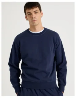 Grab Crew Neck Sweat Top in Navy