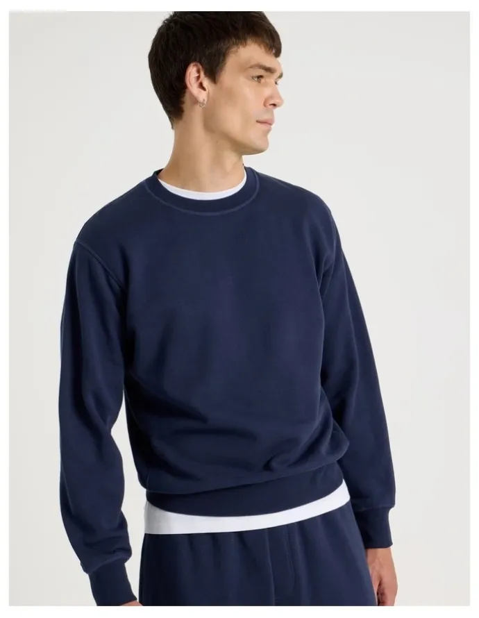 Grab Crew Neck Sweat Top in Navy