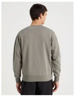 Grab Garment Dyed Crew Neck Sweat Top in Stone
