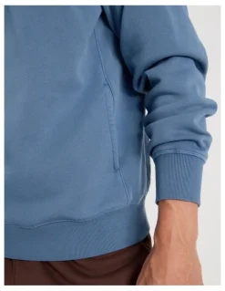 Grab Garment Dyed Relaxed Hoodie in Mid Blues