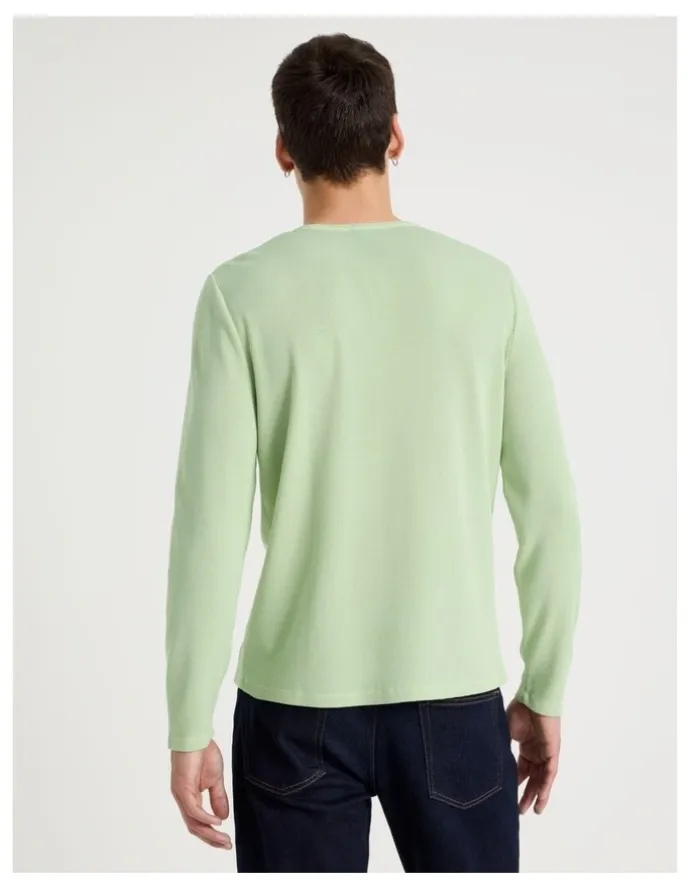 Grab Garment Dye Slim Henley Waffle in Sage