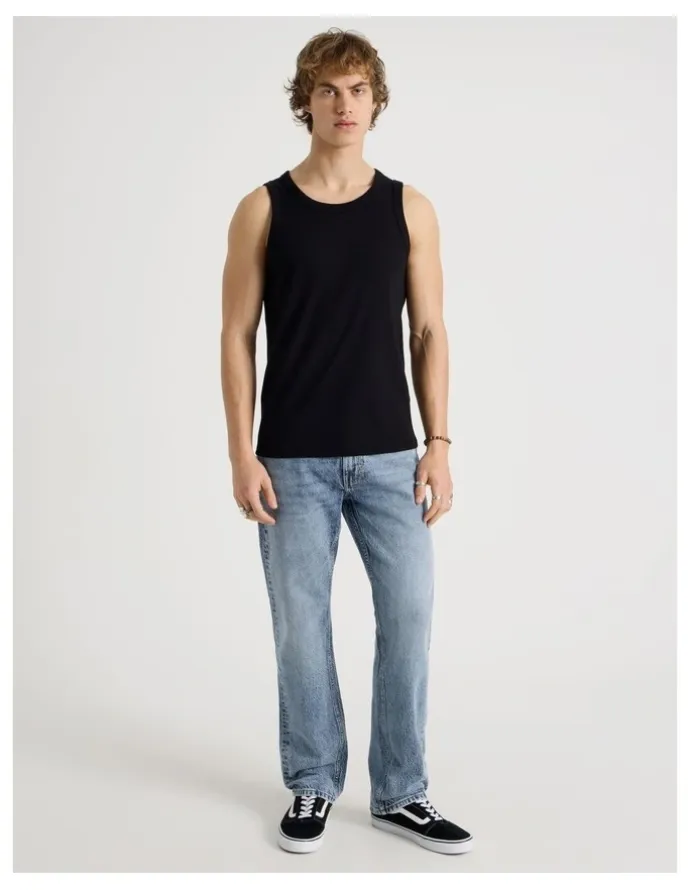 Grab Jersey Rib Singlet in Black