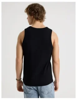 Grab Jersey Rib Singlet in Black