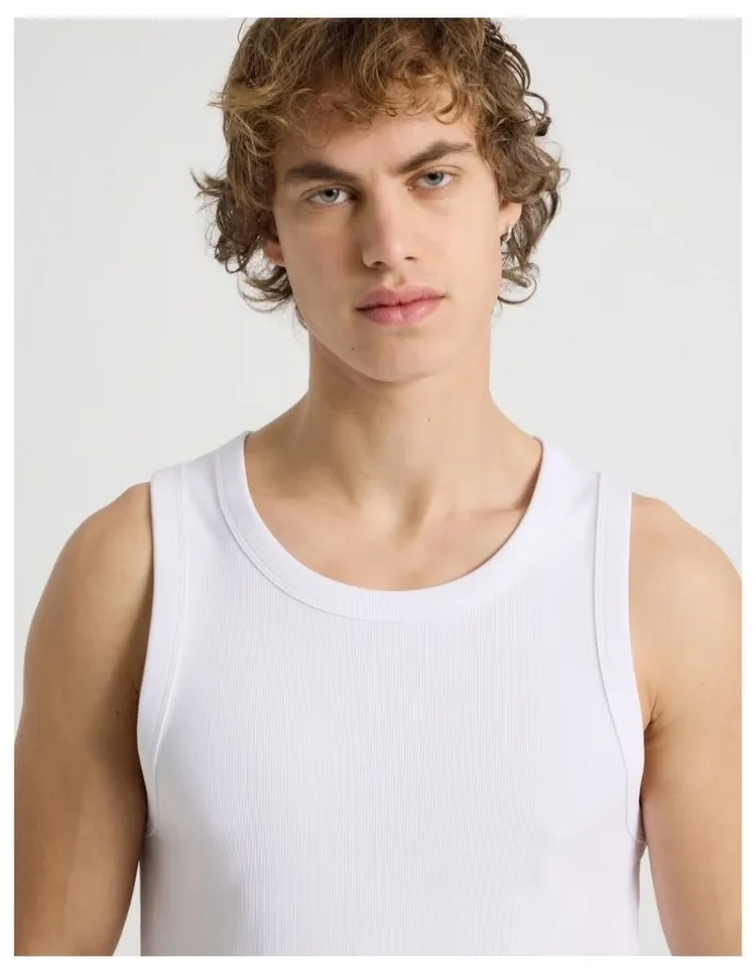Grab Jersey Rib Singlet in White